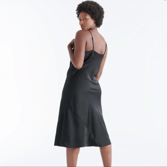 Knix Black Satin Slip Dress Midi Sleeveless V Neck - Picture 2 of 9